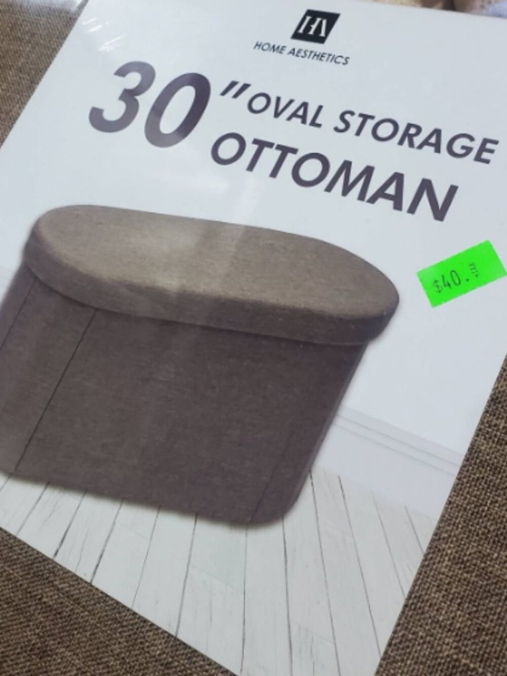 30" OVAL FOLDABLE STORAGE OTTOMAN